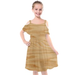 Light Wooden Texture, Wooden Light Brown Background Kids  Cut Out Shoulders Chiffon Dress by nateshop