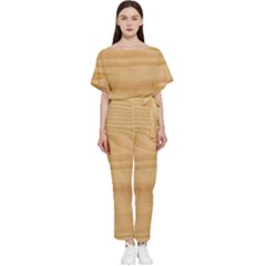 Light Wooden Texture, Wooden Light Brown Background Batwing Lightweight Chiffon Jumpsuit by nateshop