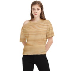 Light Wooden Texture, Wooden Light Brown Background One Shoulder Cut Out T-shirt by nateshop