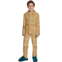 Light Wooden Texture, Wooden Light Brown Background Kids  Long Sleeve Velvet Pajamas Set by nateshop