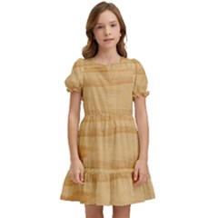 Light Wooden Texture, Wooden Light Brown Background Kids  Puff Sleeved Dress by nateshop