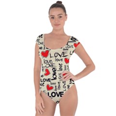 Love Abstract Background Love Textures Short Sleeve Leotard  by nateshop