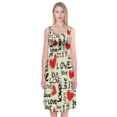 Love Abstract Background Love Textures Midi Sleeveless Dress by nateshop