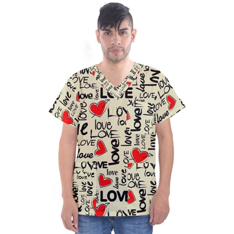 Love Abstract Background Love Textures Men s V-neck Scrub Top by nateshop