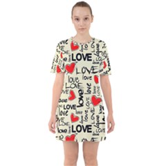 Love Abstract Background Love Textures Sixties Short Sleeve Mini Dress by nateshop