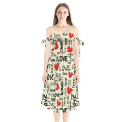 Love Abstract Background Love Textures Shoulder Tie Bardot Midi Dress