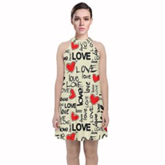 Love Abstract Background Love Textures Velvet Halter Neckline Dress  by nateshop