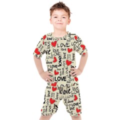 Love Abstract Background Love Textures Kids  T-shirt And Shorts Set