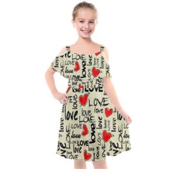 Love Abstract Background Love Textures Kids  Cut Out Shoulders Chiffon Dress by nateshop