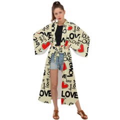 Love Abstract Background Love Textures Maxi Kimono by nateshop