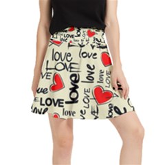 Love Abstract Background Love Textures Waistband Skirt by nateshop