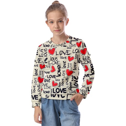 Love Abstract Background Love Textures Kids  Long Sleeve T-shirt With Frill  by nateshop