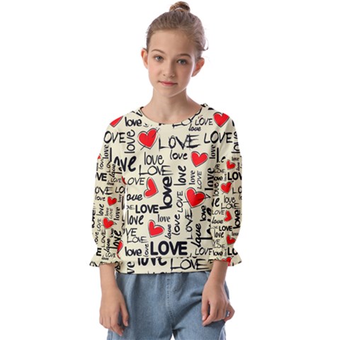 Love Abstract Background Love Textures Kids  Cuff Sleeve Top by nateshop