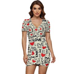 Love Abstract Background Love Textures Low Cut Cap Sleeve Mini Dress by nateshop