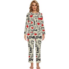 Love Abstract Background Love Textures Womens  Long Sleeve Lightweight Pajamas Set by nateshop