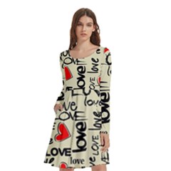 Love Abstract Background Love Textures Long Sleeve Knee Length Skater Dress With Pockets by nateshop