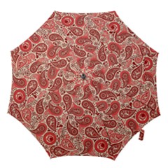 Paisley Red Ornament Texture Hook Handle Umbrellas (medium) by nateshop