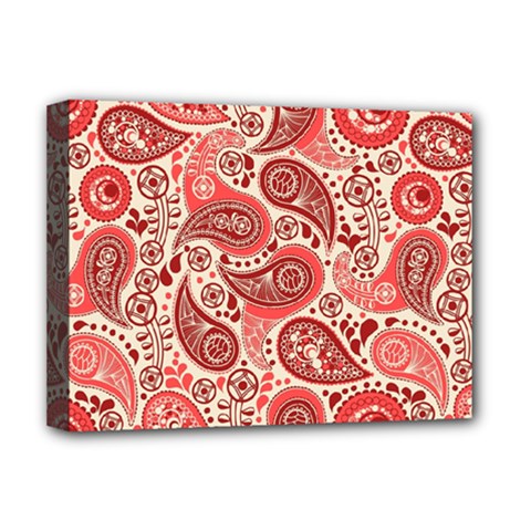 Paisley Red Ornament Texture Deluxe Canvas 16  X 12  (stretched)  by nateshop