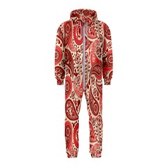 Paisley Red Ornament Texture Hooded Jumpsuit (kids) by nateshop