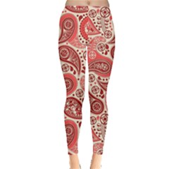 Paisley Red Ornament Texture Everyday Leggings  by nateshop