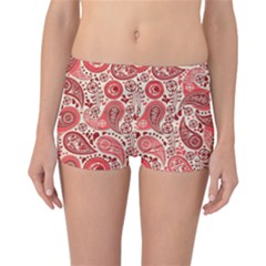 Paisley Red Ornament Texture Reversible Boyleg Bikini Bottoms by nateshop