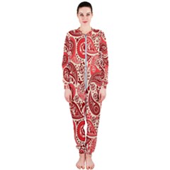 Paisley Red Ornament Texture Onepiece Jumpsuit (ladies) by nateshop