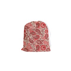 Paisley Red Ornament Texture Drawstring Pouch (xs) by nateshop