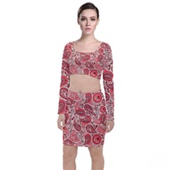 Paisley Red Ornament Texture Top And Skirt Sets by nateshop