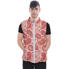 Paisley Red Ornament Texture Men s Puffer Vest