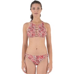 Paisley Red Ornament Texture Perfectly Cut Out Bikini Set by nateshop