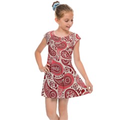 Paisley Red Ornament Texture Kids  Cap Sleeve Dress by nateshop