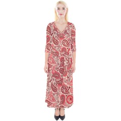 Paisley Red Ornament Texture Quarter Sleeve Wrap Maxi Dress by nateshop