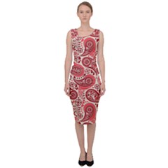 Paisley Red Ornament Texture Sleeveless Pencil Dress by nateshop