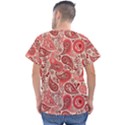 Paisley Red Ornament Texture Men s V-Neck Scrub Top View2