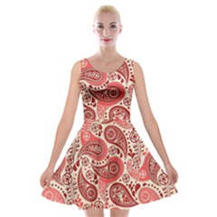 Paisley Red Ornament Texture Velvet Skater Dress by nateshop