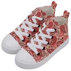 Paisley Red Ornament Texture Kids  Mid-top Canvas Sneakers by nateshop