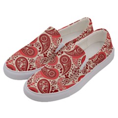 Paisley Red Ornament Texture Men s Canvas Slip Ons by nateshop