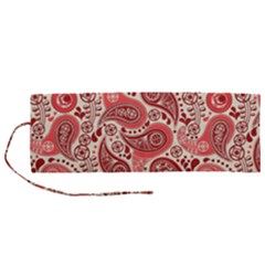 Paisley Red Ornament Texture Roll Up Canvas Pencil Holder (m) by nateshop