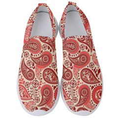 Paisley Red Ornament Texture Men s Slip On Sneakers