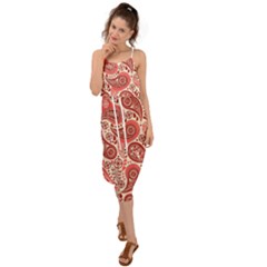 Paisley Red Ornament Texture Waist Tie Cover Up Chiffon Dress by nateshop