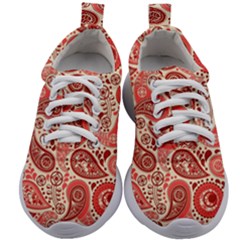 Paisley Red Ornament Texture Kids Athletic Shoes by nateshop