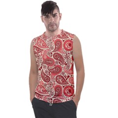 Paisley Red Ornament Texture Men s Regular Tank Top