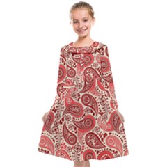 Paisley Red Ornament Texture Kids  Midi Sailor Dress