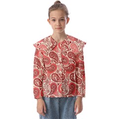 Paisley Red Ornament Texture Kids  Peter Pan Collar Blouse by nateshop