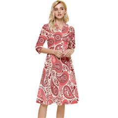 Paisley Red Ornament Texture Classy Knee Length Dress by nateshop