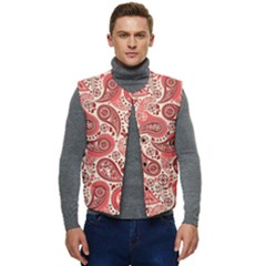 Paisley Red Ornament Texture Men s Button Up Puffer Vest	 by nateshop