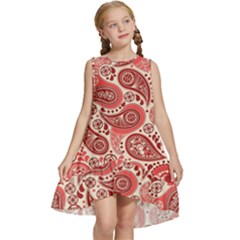 Paisley Red Ornament Texture Kids  Frill Swing Dress by nateshop