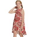 Paisley Red Ornament Texture Kids  Frill Swing Dress View2