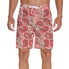 Paisley Red Ornament Texture Men s Beach Shorts by nateshop