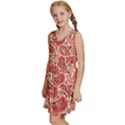 Paisley Red Ornament Texture Kids  Sleeveless Tiered Mini Dress View2